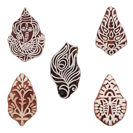 Set of 5 Piece New Mix Wooden Printing Blocks